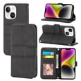 thumbnail image 1 of For Iphone 15 Plus Embossed Stripes Skin Feel Leather Phone Case(Black),iPhone 16 Plus, 1 of 6