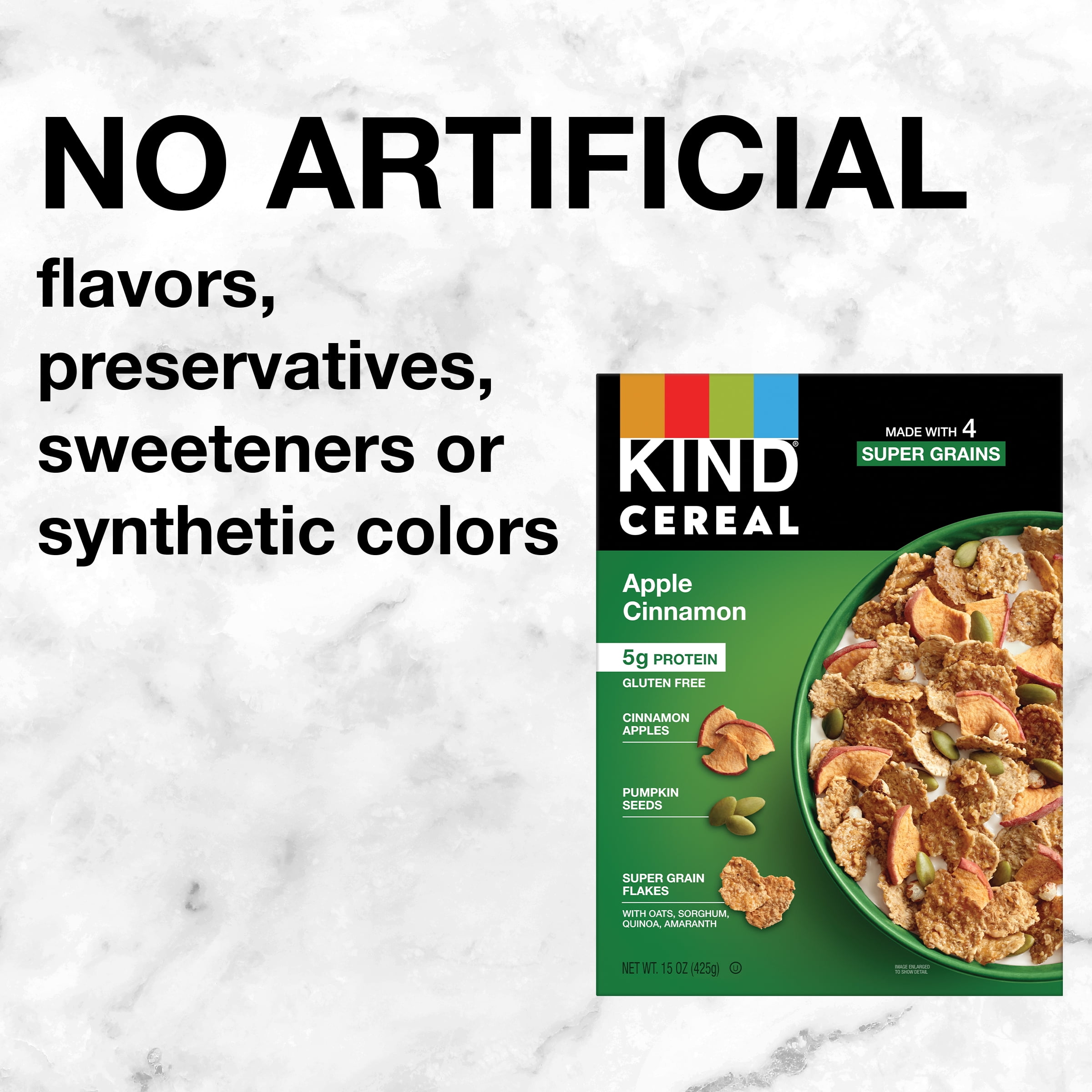 KIND Apple Cinnamon Cereal, 5g Protein, Gluten Free - 15 oz Box