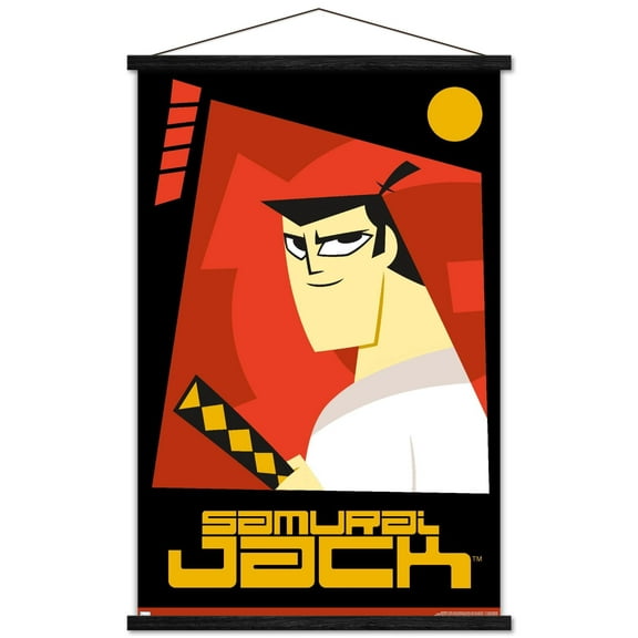 Samurai Jack - Red Wall Poster with Wooden Magnetic Frame, 22.375" x 34"