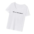thumbnail image 3 of Camiseta para mujer de verano Tops disfraz cuello redondo camisa para ir de compras trabajo mochilero XL, 3 of 8