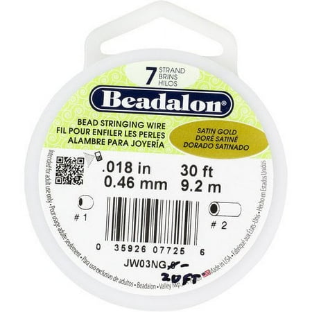 Beadalon 7-Strand 0.46mm Satin Gold Bead-Stringing Wire, 20 Ft.