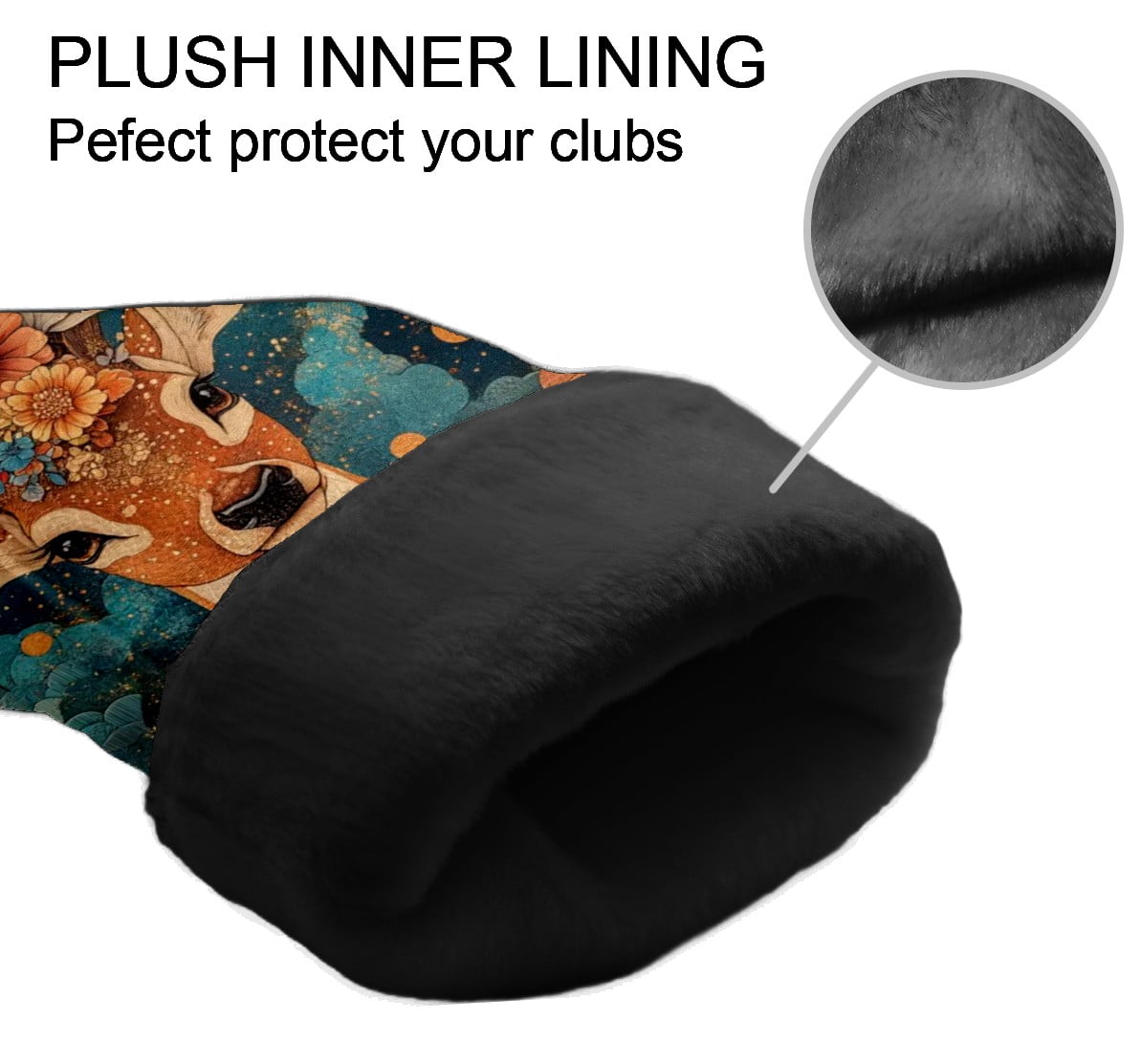 Golf Club Head Cover Waterproof Leather Golf Accessories HeadCovers Set Driver Headcover for Women Men Deer With Flowers