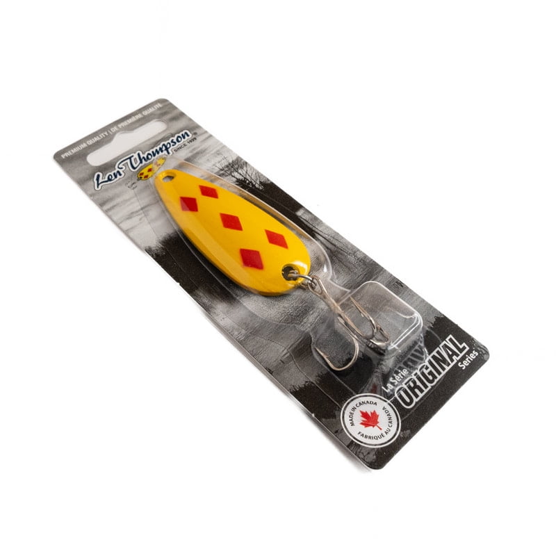 Len Thompson Fishing Lure - 0YR - Yellow and Red Five of Diamonds - 5/8oz