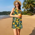 thumbnail image 3 of Easygdp Fresh Orange para Vestido Transpirable de Mujer, Vestido Suelto de Manga Corta con Pliegues y Bolsillos para el Verano, 3 of 7