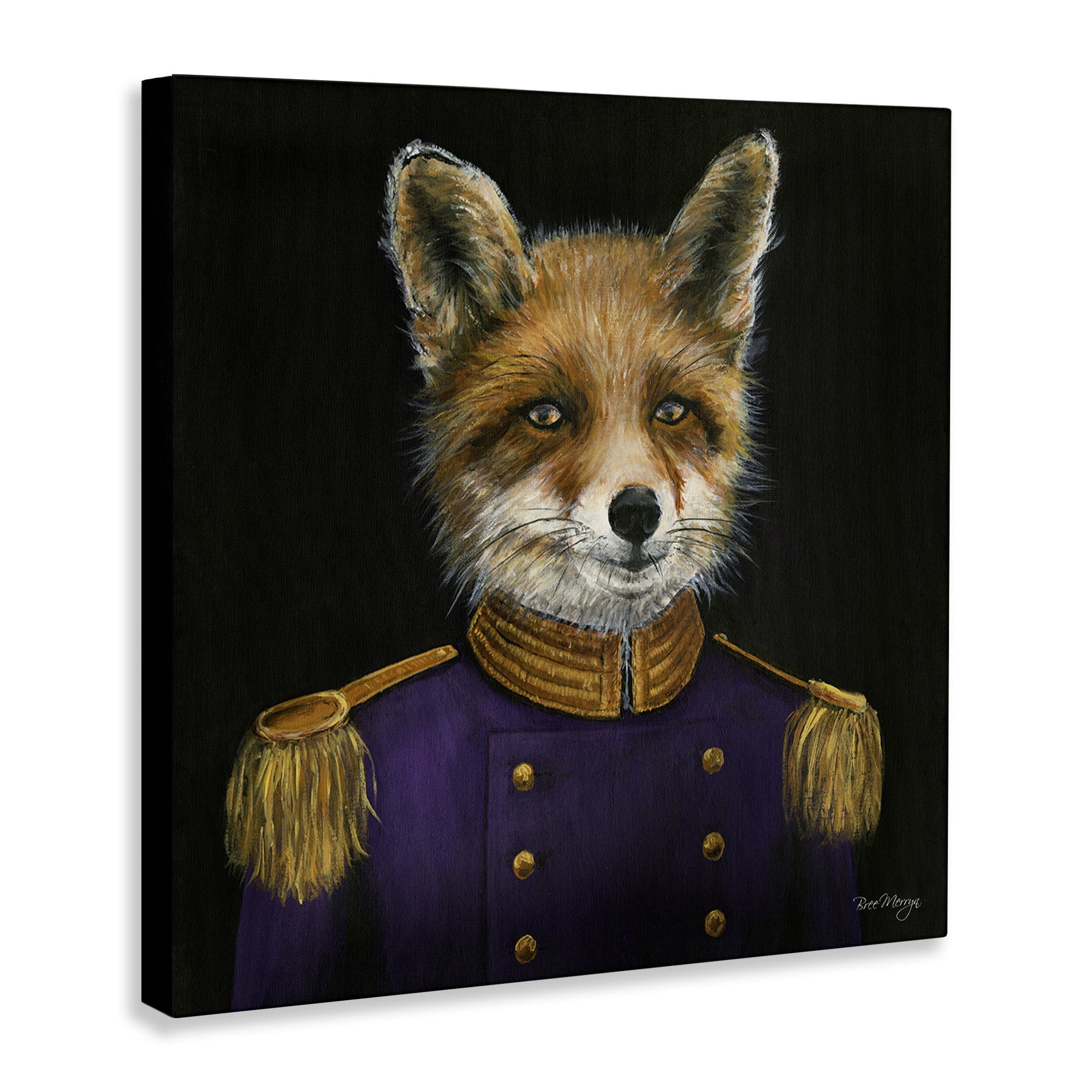 Stupell Industries Military Coat Fox Novelty & Humor Painting Wrapped Canvas Art Print Wall Art, 36 x 36