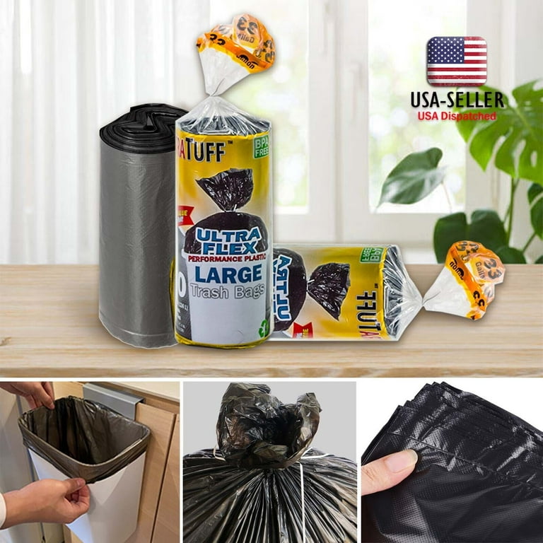 Aluf Plastics 33 Gallon Clear Trash Bags - (Huge 100 Pack) - 33 x 39