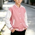 thumbnail image 6 of Lutiedan Kids Varsity Baseball Bomber Jacket Boys Girls Long Sleeve Button down Jackets Unisex School Uniform Jackets Size 1-15, 6 of 7
