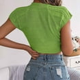 thumbnail image 6 of JUUYY Women's Summer Sweater Knit Crop Tops Short Sleeve Casual Blouses Crewneck Jacquard Knitted Pullover Shirt Green XL, 6 of 8