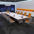 thumbnail image 2 of Large and small conference table Long white paint simple modern rectangular fashion creative office negotiating table and chair My Lux Decor Round, 2 of 8