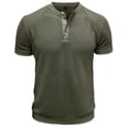 thumbnail image 3 of uikmnh Men's T Shirts European Solid Color Knitted Pineapple Jacquard Texture Men Casual Loose Comfortable Trendy Button Open Neck Short Sleeved T Shirt Size:2XL, 3 of 7