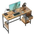 thumbnail image 1 of CubiCubi Bureau d'Ordinateur avec 2 Tiroirs, Bureau de Maison Petit 40 Pouces Table d'Étude, Brun Rustique, 1 of 4