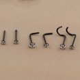 thumbnail image 2 of 6 Piezas de Acero Inoxidable Sunnimix Zircon Crystal CZ Tornillo Curved Nose Negro Anillo Perforador de Botón de Nariz, 2 of 8