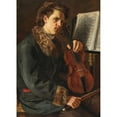 thumbnail image 2 of Raphael Rosenberger 18x24 Gold Ornate Framed and Double Matted Museum Art Print Titled - The Violinist (1875), 2 of 4
