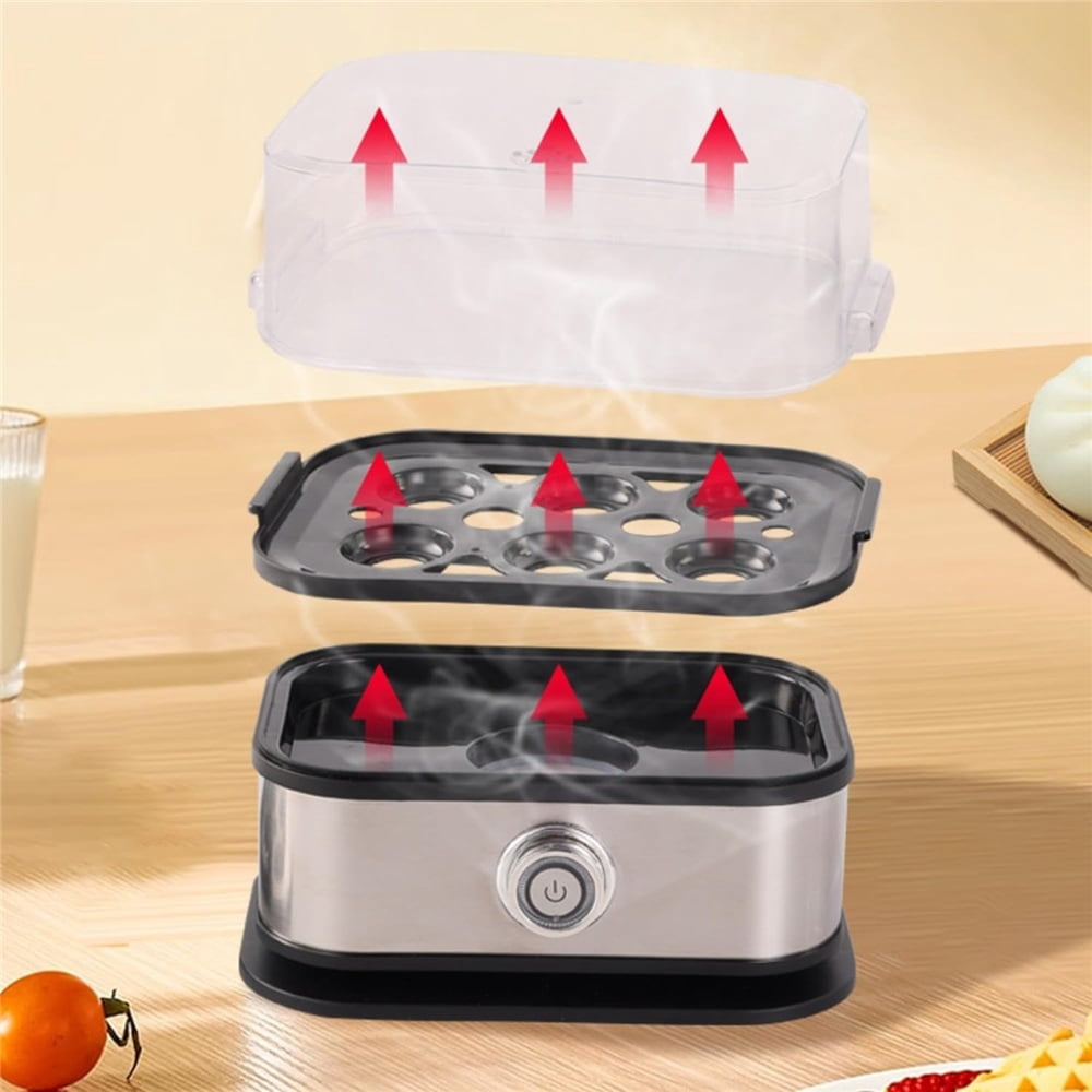 Egg Cooker,2025 New Rapid Egg Cooker 6 Egg Capacity, Soft, Medium, Hard Boiled, Poacher, Stainless Steel Electric Eggs Cooker,Or Hard-Boiled Eggs, Rapid Cook Time (Silver Gray)