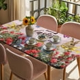 thumbnail image 3 of Spring Easter Bunny Table Cloths for 6 Foot Rectangle Tables, Pink Wooden Red Floral Easter Eggs Patio Waterproof Elastic Fitted Tablecloths, Washable Rectangular Table Cover for Camping, 3 of 8
