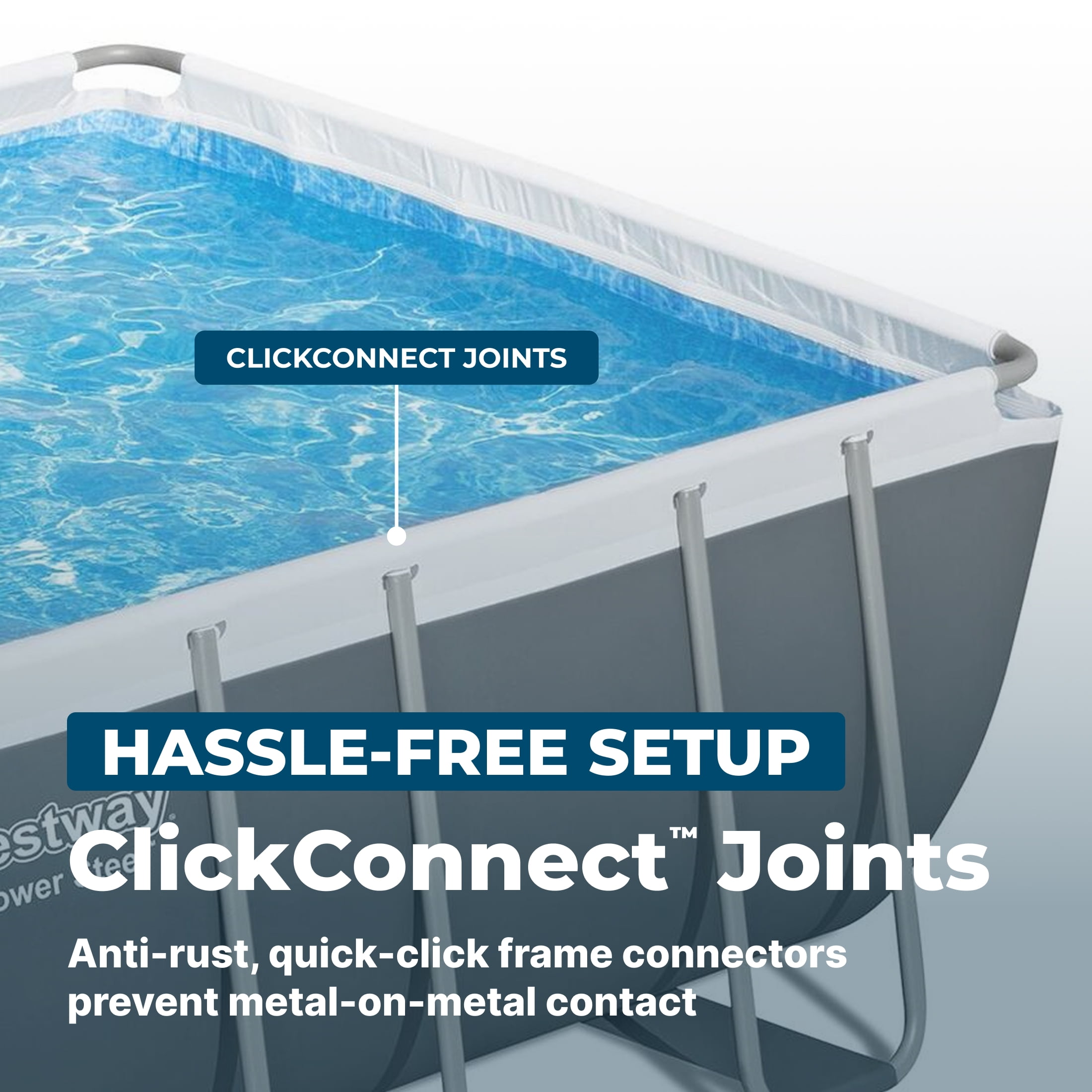 Bestway Power Steel 18’ x 9' x 48” Metal Frame Above Ground Pool, Gray