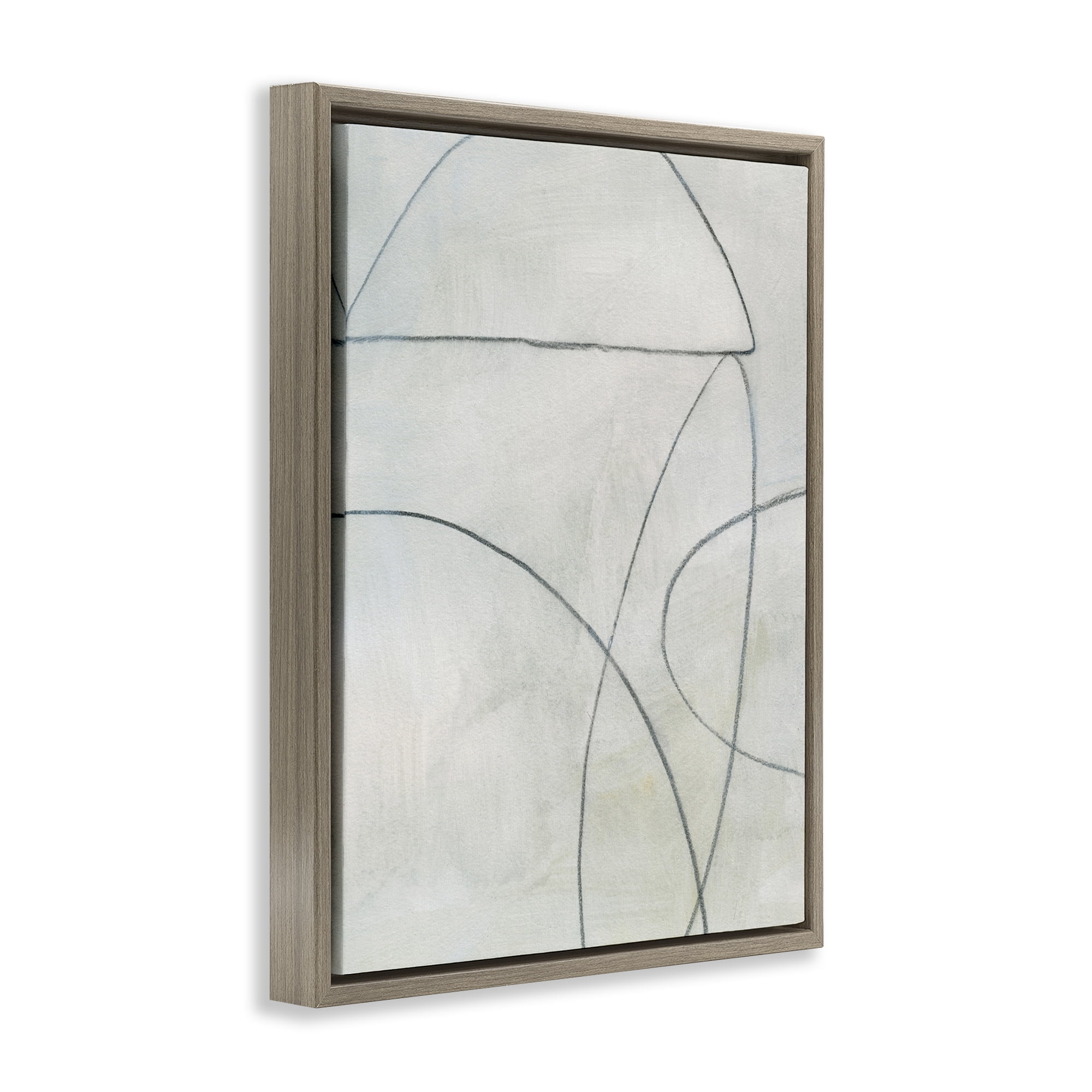 Stupell Industries Shapes Sketch on Grey Abstract Drawing Brown Floater Framed Canvas Art Print Wall Art, 25 x 31