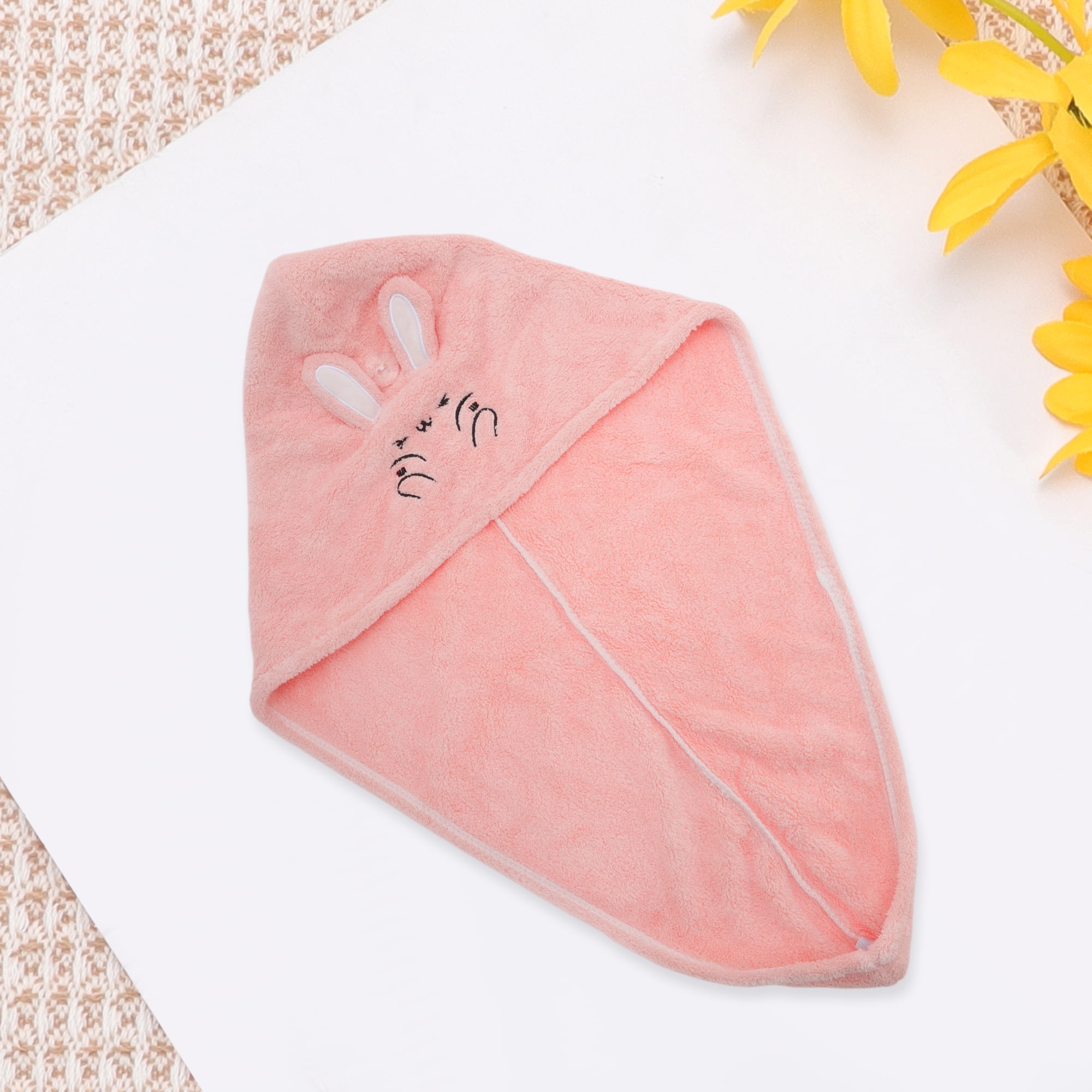 Unique Bargains 1pc Absorbent Rabbit Ears-Shaped Hair Towel 26.38"x 10.24" Light Pink