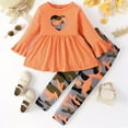 thumbnail image 2 of Karoyedx Outfit Sets for Toddler Girls Toddler Girl Clothes Printed Sweatshirt Pants 2Pcs Fall Outfits for Little Girls Clothing Set Orange Size,5-6 Years, 2 of 5