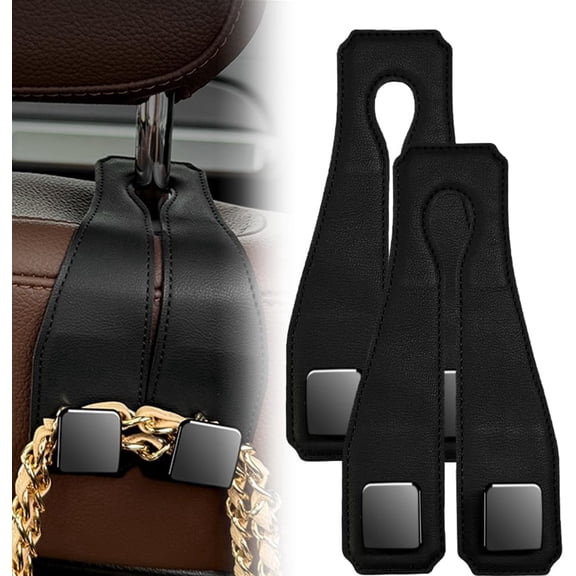 2PCS Headrest Hooks for Car, 2026 New Car Seat Back Double Hooks, Car Seat Hook for Purses and Bags, Durable Car Hooks for Handbags, Groceries, and Accessories, Tidy Car Organizer (Black)