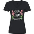 thumbnail image 3 of Inktastic Blessed to Be a Mom and Grandma Pink Flowers Women's V-Neck T-Shirt, 3 of 5