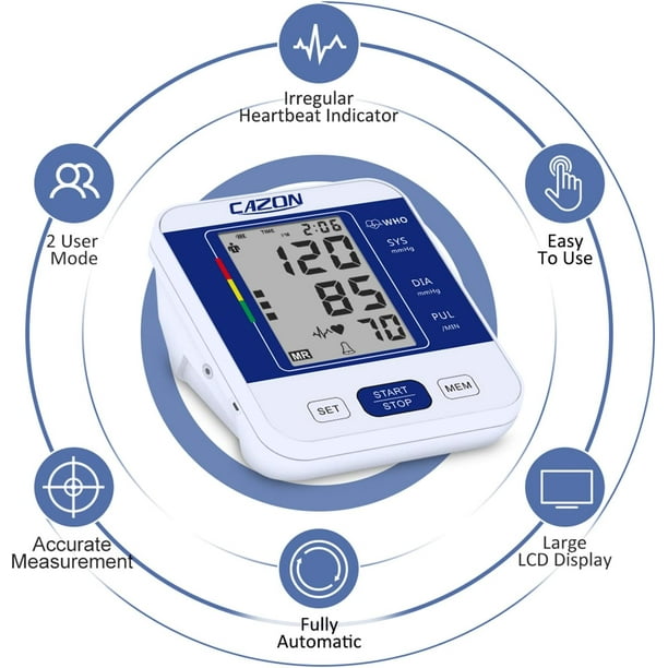 CAZON Blood Pressure Monitor Upper Arm BP Machine for Home Use BP