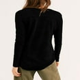 thumbnail image 3 of Women‘s Causal T-Shirt V Neck Long Sleeve Loose Fit Tops Solid Color Blouse Basic Tees, 3 of 4