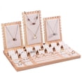 thumbnail image 1 of Jewelry Display Stand, Bamboo Holder Showcase Multipurpose Storage Jewellery Display Ear Studs ,Rings, Necklace, Pendant, Shop , Beige Velvet, 1 of 7