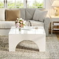 thumbnail image 5 of Tribesigns Square Coffee Table, 35.43-Inch High Gloss Coffee Table with Sturdy Arched Structure, Modern Coffee Table Center Table, Wood Coffee Table for Living Room, White, 5 of 6