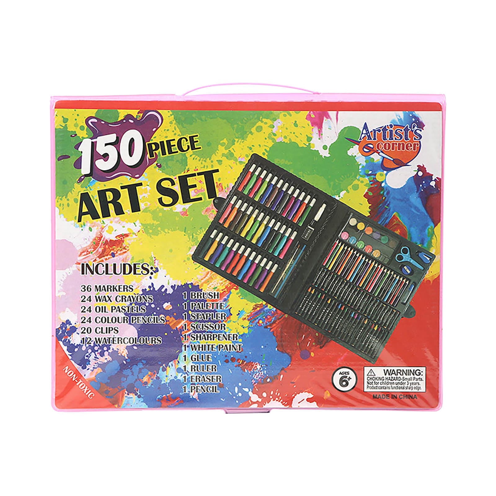 LBGAJGS 150 PCS Art Set, Complete Drawing Painting Kit with Oil Pastels Crayons Colored Pencils Watercolor, Portable Travel Art Case for School Essentials, Gift for Student Artist