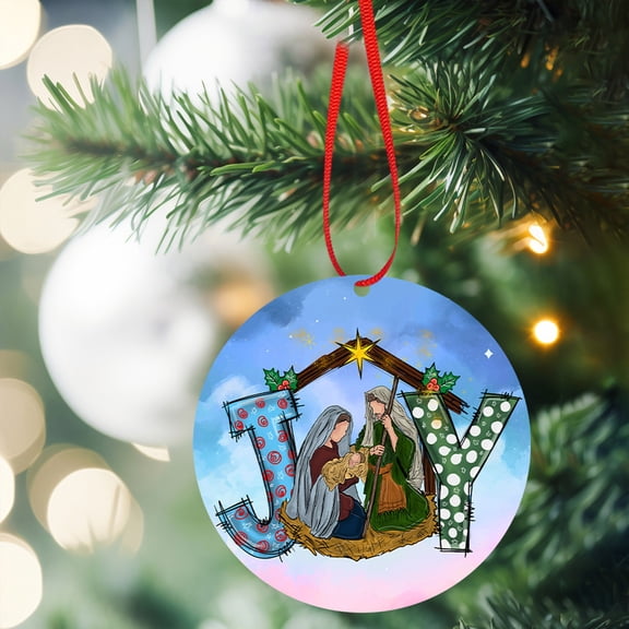 GFHFHITJ Christmas Tree Birth of Jesus Decoration, Holy Religious Gifts, Nativity Scene Pendant Ornaments Xmas Religious Hanging Sign for Home Christmas Decoration