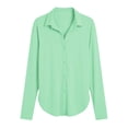 thumbnail image 4 of Sheghy Women's Tops Women's solid color casual long-sleeved sun protection shirt with collar Mint Green S, 4 of 5