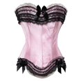 thumbnail image 1 of Sexy Satin Lace Overlay Corset Bustier Overbust Burlesque Corselet Top Bodyshaper Lingerie Showgirl Party Costume Plus Size, 1 of 3