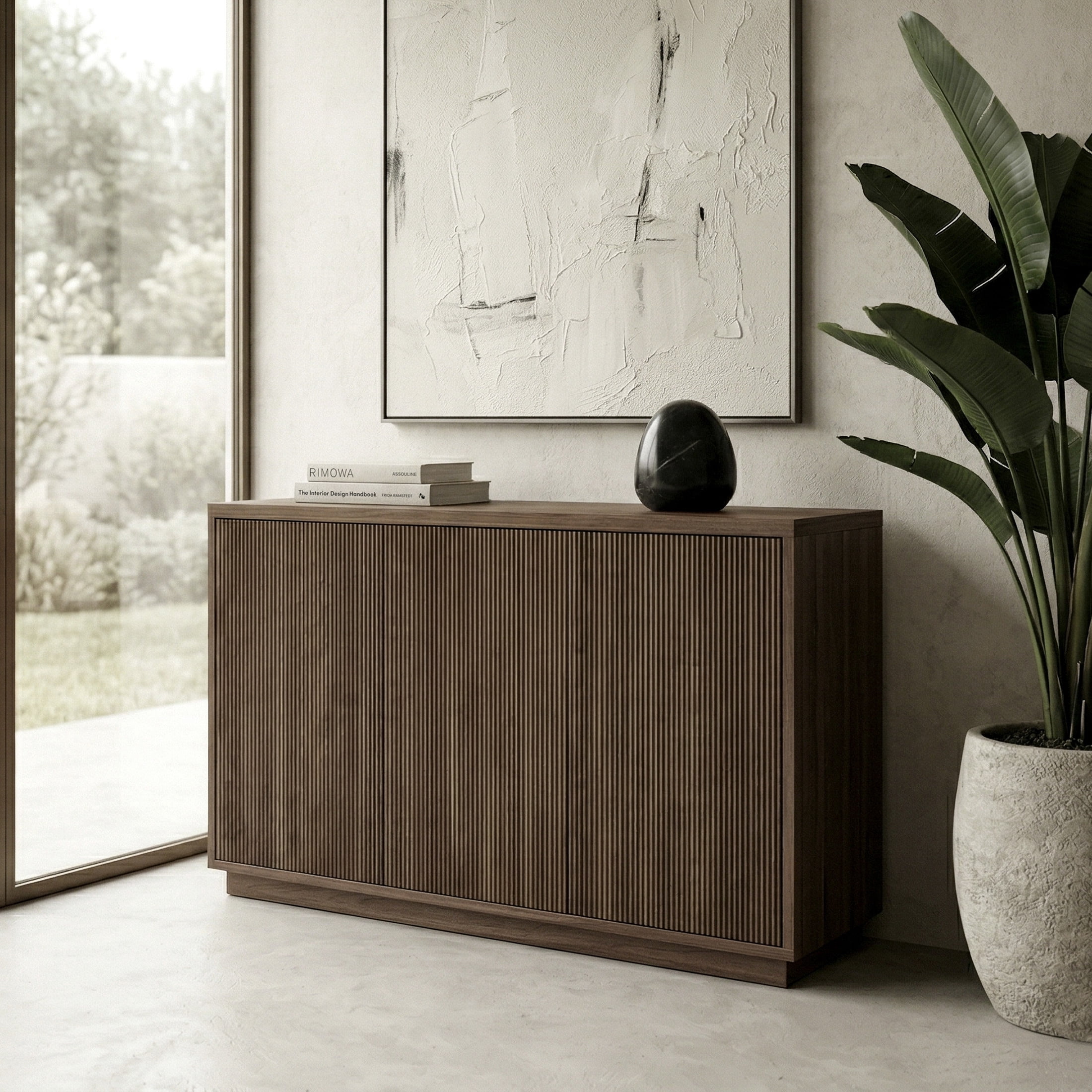 Evelyn&Zoe Modern/Contemporary 48" Wide Satin Walnut Buffet Table