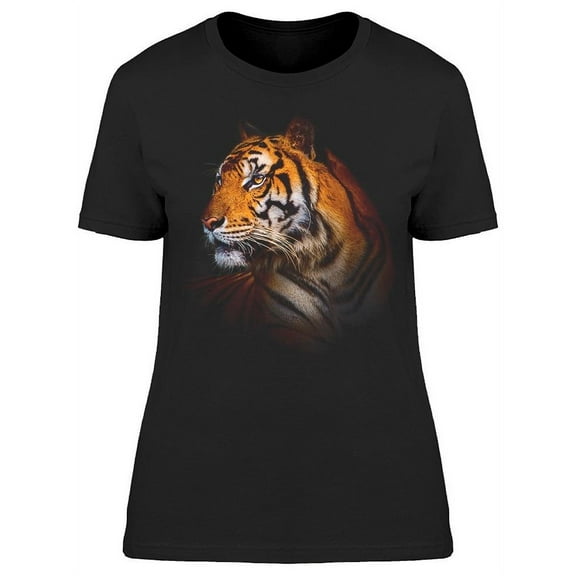 Sideview Orange Tiger Face T-Shirt Women -Image by Shutterstock, Female Small