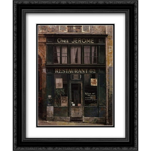 Chez Jerome 2x Matted 11x13 Black Ornate Framed Art Print by Chiu tak Hak