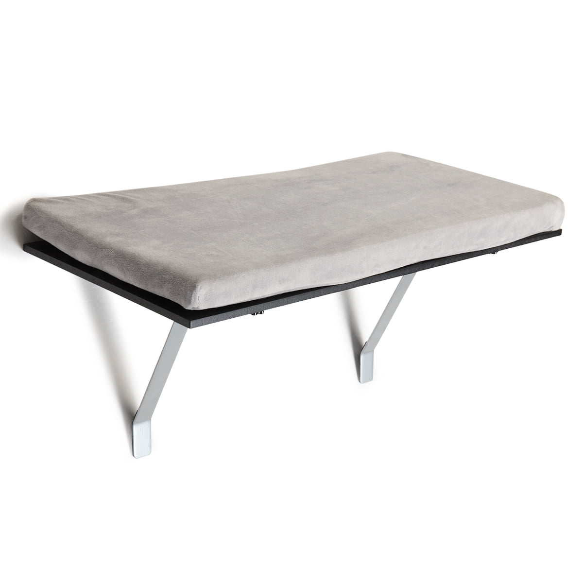 Foldable Cat Window Perch Shelf Bed with Soft Velvet Cushion, MDF Board Window-Mounted Cat Seat