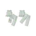thumbnail image 5 of Loicainy Toddler Baby Girl Summer Clothes 6 12 18 24 Months 2T 3T 4T Cute Plaid Button Down Ruffle Tank Tops with Pants 2Pcs Outfits Set, 5 of 9