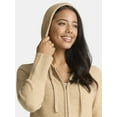 thumbnail image 4 of Time and Tru Women's Zip Front Hoodie Sweater, Midweight, Sizes XS-XXXL, 4 of 5