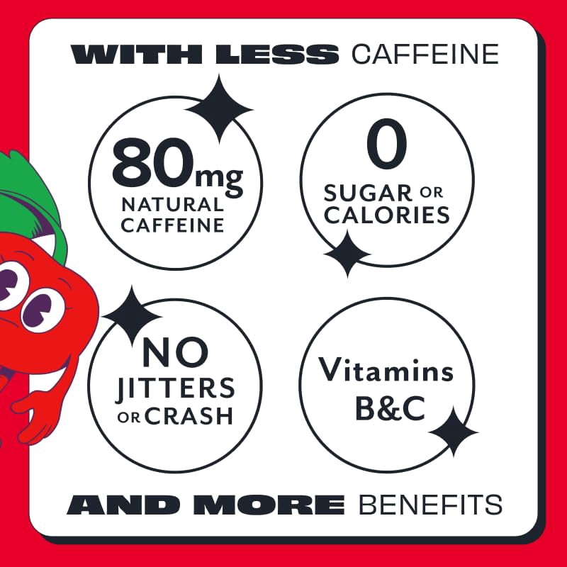 ASPIRE® Sweet Cherry, Healthy Energy Drink 80mg Natural Caffeine, Zero Sugar No Carbs Keto Friendly, 12 Pack Green Tea Sugar Free Drink Low Caffeine Zero Calorie