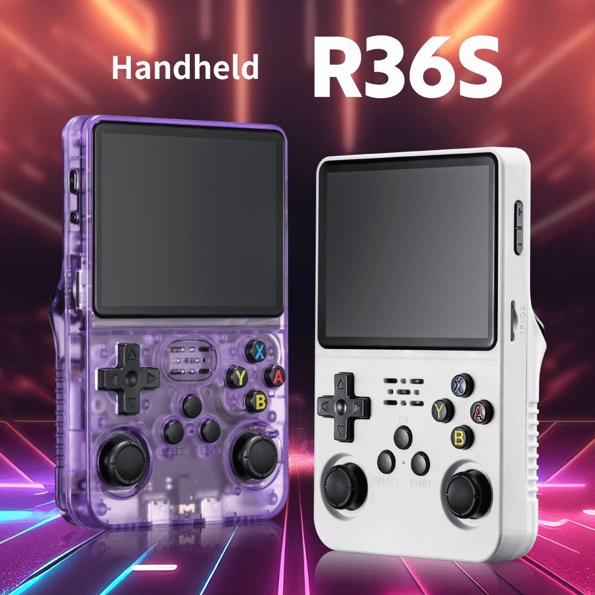 R36S open source handheld game console, large screen, large memory, large battery,purple,128G