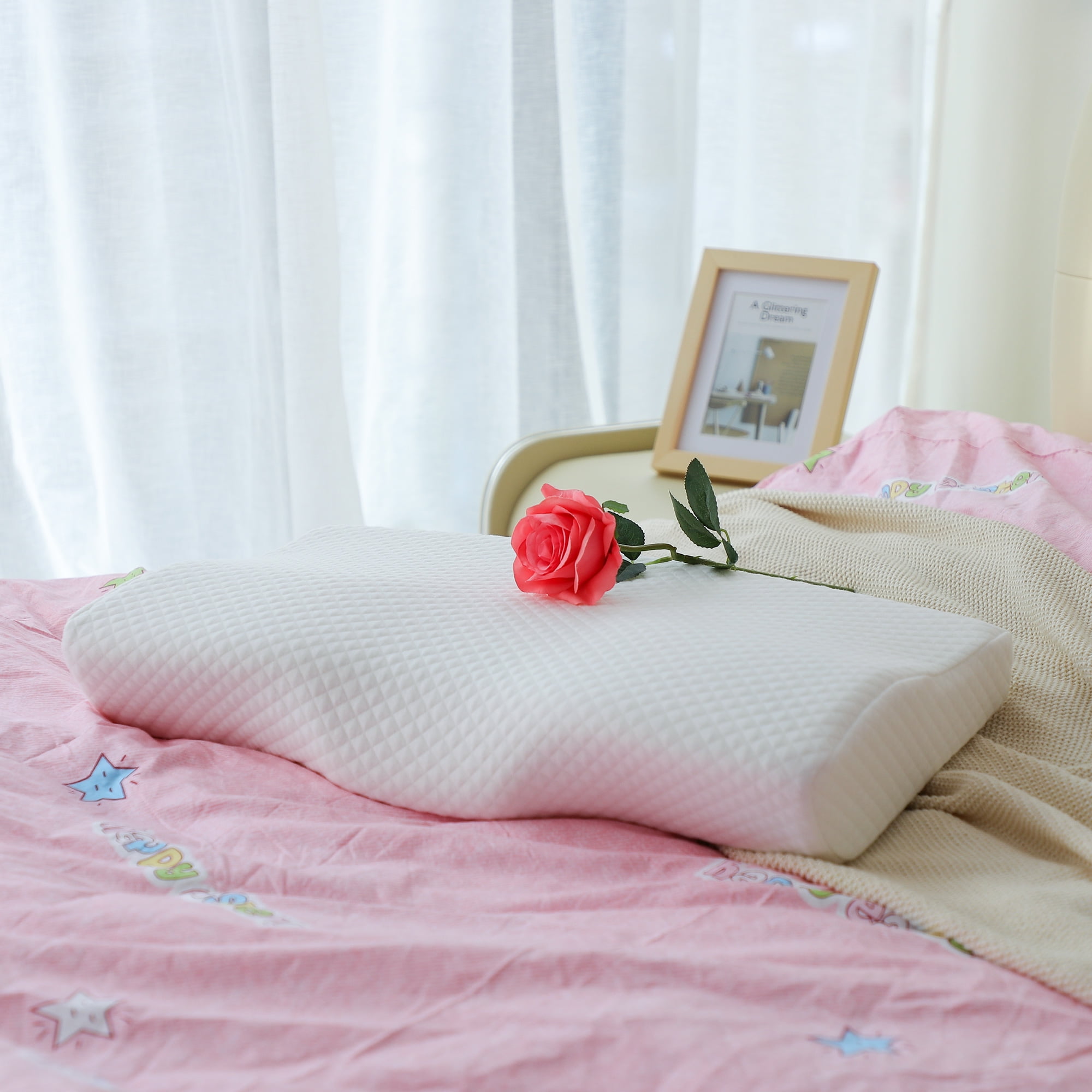 Memory Foam Contoured Pillow for Neck Pain, Snoring Side Back