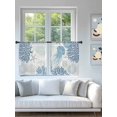 thumbnail image 4 of Sheer Curtains 45 Inch Length 2 Panels Set for Kitchen, Navy Blue Coastal Semi Sheer Curtains for Windows, Coral Jellyfish Nautical Voile Window Treatments Rod Pocket Curtain, 4 of 7