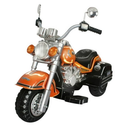 Merske Harley Chopper Style Motorcycle Battery Powered Riding Toy - Orange