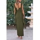 thumbnail image 2 of Vestido PRETTYGARDEN 2025 Verano Maxi Largo sin Mangas con Volantes L - Verde Militar, 2 of 8