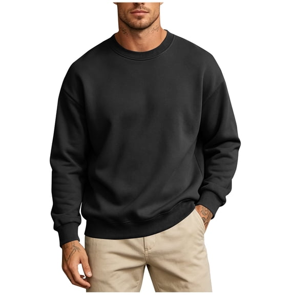 CYiJun Men's Crewneck Sweatshirts Lightweight Long Sleeve Casual Pullover Fleece Sweatshirt