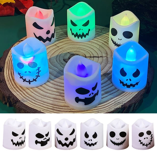 Xihbxyly Velas Led de Halloween, Velas Sin Llama, Luces Parpadeantes Realistas, Aptas para Todas Las Edades, Decoración de Habitación Espeluznante, Ambiente Cálido, Juego de 12 Piezas, a Pilas, Tamañ