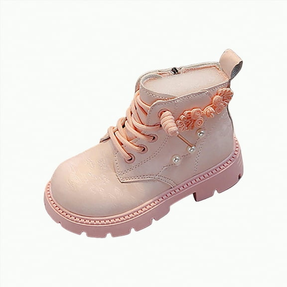 HCNTES Ankle Boots, Lace Up Combat Shoes With Side Zipper(1.5,Red_h1)