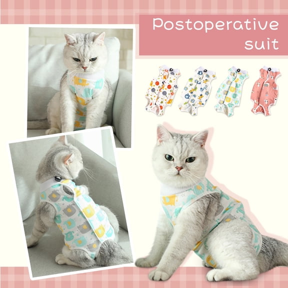 Xingjin Cat E Collar Alternative Recovery Suit Kitten, Post Surgery Abdominal Skin Anti Licking Pajama Clothes Sets for Cats and Dogs Protection Style,Blue,L
