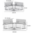 thumbnail image 2 of Juego de 2 estantes de ducha esquineros sin perforación, estante de baño adhesivo, cesta triangular de acero inoxidable, almacenamiento para champú y jabón con ganchos (pequeño + mediano), 2 of 5